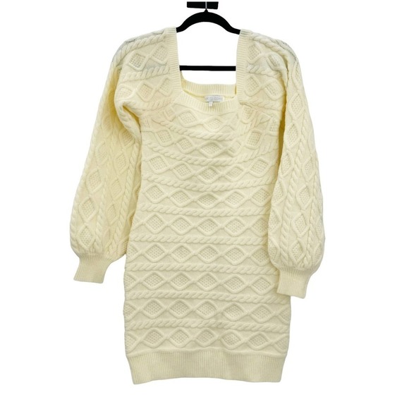 MORE TO COME Simone Cable Knit Dress In Cream Women's Size L NWOT - Picture 7 of 10